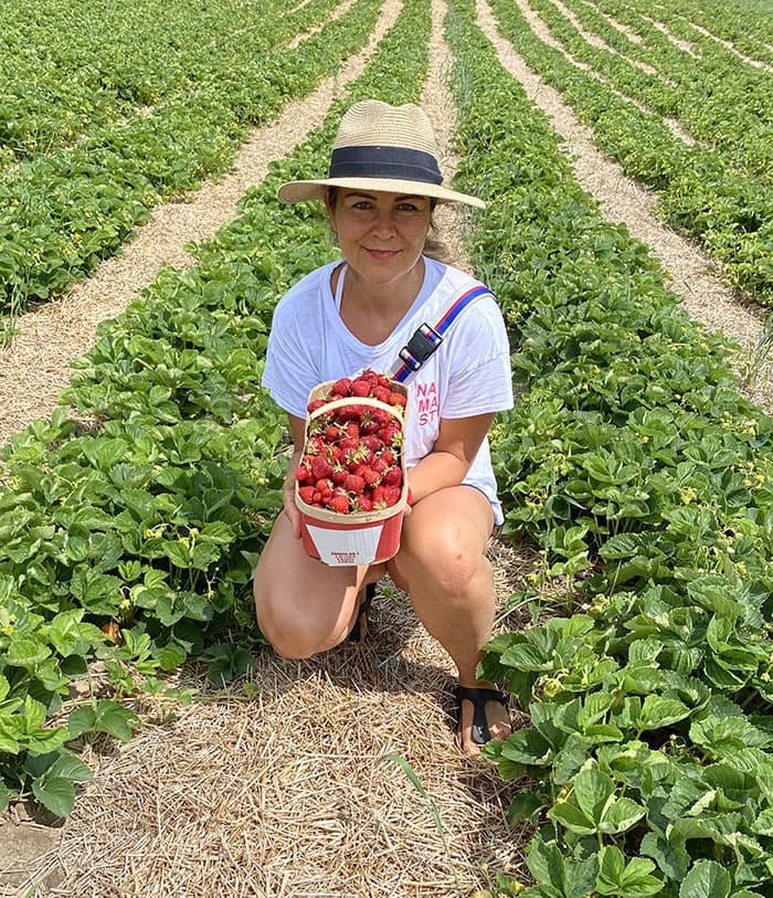 Ivonka picking strawberries