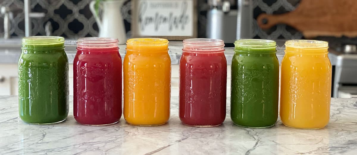 Six cold-pressed juices