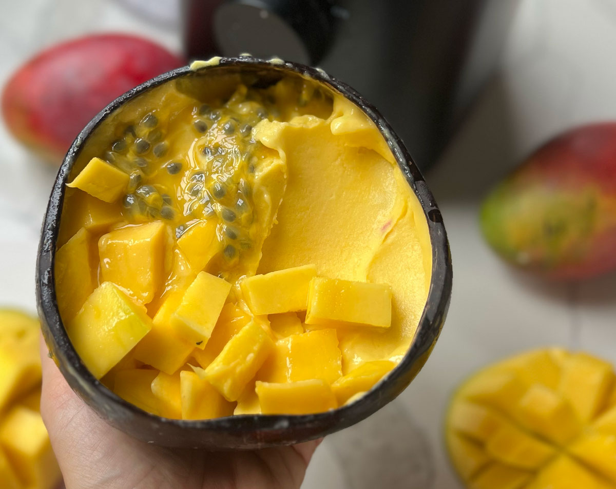 Mango Sorbe made with the Nama J2 Juicer