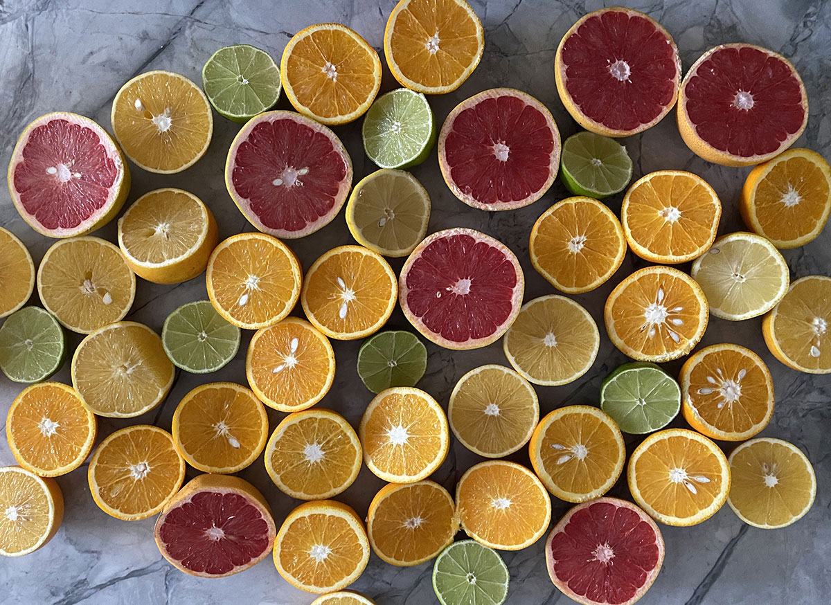 Freshly cut oranges